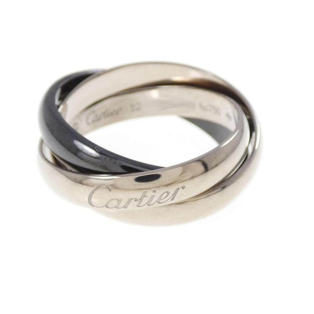 Cartier Trinity 750 White Gold Ceramic Ring Size 12